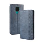 Magnetic Buckle Retro Crazy Horse Texture Horizontal Flip Leather Case for Huawei Nova 5i Pro / Mate 30 Lite, with Holder & Card Slots & Photo Frame(Blue)