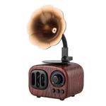 Retro Wood Portable Mini Bluetooth Speaker Wireless Loudspeaker Outdoor Speaker Sound System TF FM Radio Music Subwoofer(Brown)