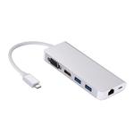 USB 3.0 Hubs 6 in 1 Type C Hub Type-C to HDMI VGA RJ45 Dual USB3.0 PD Charging Port Adapter Cable Converter for Laptop Macbook(Silver)