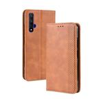 Magnetic Buckle Retro Crazy Horse Texture Horizontal Flip Leather Case for Huawei Honor 20,with Holder & Card Slots & Photo Frame(Brown)