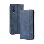 Magnetic Buckle Retro Crazy Horse Texture Horizontal Flip Leather Case for Huawei Honor 20,with Holder & Card Slots & Photo Frame(Blue)