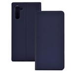 Electric Pressed Plain Texture Ultra-thin Magnetic Suction TPU + PU Leather Case with Holder & Card Slot for Galaxy Note10(Blue)