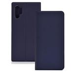 Electric Pressed Plain Texture Ultra-thin Magnetic Suction TPU + PU Leather Case with Holder & Card Slot for Galaxy Note10+ (Blue)
