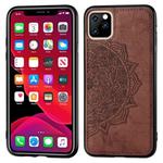 Embossed Mandala pattern PC + TPU + Fabric Phone Case for iPhone 11 Pro Max , with Lanyard & Magnetic(Brown)