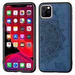 Embossed Mandala pattern PC + TPU + Fabric Phone Case for iPhone 11 Pro Max , with Lanyard & Magnetic(Blue)