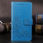 For LG W10 Lucky Clover Pressed Flowers Pattern Leather Case , with Holder & Card Slots & Wallet & Hand Strap(Blue)
