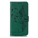 Feather Pattern Litchi Texture Horizontal Flip Leather Case with Wallet & Holder & Card Slots For Galaxy M30s(Green)