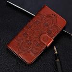 Mandala Embossing Pattern Horizontal Flip Leather Case for Xiaomi Mi CC9, with Holder & Card Slots & Wallet & Photo Frame & Lanyard(Brown)