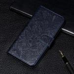 For iPhone 11 Pro Lace Flower Embossing Pattern Horizontal Flip Leather Case,  with Holder & Card Slots & Wallet & Photo Frame & Lanyard(Dark Blue)