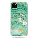 For iPhone 11 3D Marble Soft Silicone TPU Case Cover with Bracket (Dark Green)