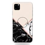 For iPhone 11 3D Marble Soft Silicone TPU Case Cover with Bracket (Black and White Powder)