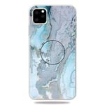For iPhone 11 3D Marble Soft Silicone TPU Case Cover with Bracket (Silver Blue)