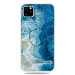 For iPhone 11 Pro Max 3D Marble Soft Silicone TPU Case Cover with Bracket (Light Blue)