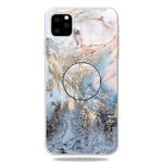 For iPhone 11 Pro Max 3D Marble Soft Silicone TPU Case Cover with Bracket (Gold Ash)