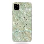 For iPhone 11 Pro Max 3D Marble Soft Silicone TPU Case Cover with Bracket (Light Green)