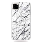 For iPhone 11 Pro Max 3D Marble Soft Silicone TPU Case Cover with Bracket (White)