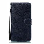 Lace Flower Embossing Pattern Horizontal Flip Leather Case for  Moto One Pro , with Holder & Card Slots & Wallet & Photo Frame & Lanyard(Dark Blue)