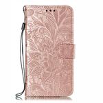 Lace Flower Embossing Pattern Horizontal Flip Leather Case for  Moto One Pro , with Holder & Card Slots & Wallet & Photo Frame & Lanyard(Rose Gold)