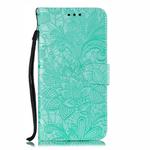 Lace Flower Embossing Pattern Horizontal Flip Leather Case for Moto P40 Power, with Holder & Card Slots & Wallet & Photo Frame & Lanyard(Green)