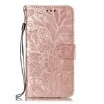 Lace Flower Embossing Pattern Horizontal Flip Leather Case for Xiaomi Mi CC9e / A3  , with Holder & Card Slots & Wallet & Photo Frame & Lanyard(Rose Gold)