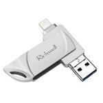 Richwell  DXZ128 USB Flash Disk 128G 3 in 1 Micro USB + 8 Pin + USB 3.0 Compatible IPhone & IOS(Silver)