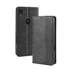 Magnetic Buckle Retro Crazy Horse Texture Horizontal Flip Leather Case for Motorola Moto E6,with Holder & Card Slots & Photo Frame(Black)