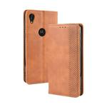 Magnetic Buckle Retro Crazy Horse Texture Horizontal Flip Leather Case for Motorola Moto E6,with Holder & Card Slots & Photo Frame(Brown)