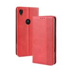 Magnetic Buckle Retro Crazy Horse Texture Horizontal Flip Leather Case for Motorola Moto E6,with Holder & Card Slots & Photo Frame(Red)