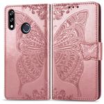 Butterfly Love Flowers Embossing Horizontal Flip Leather Case For LG W10 with Holder & Card Slots & Wallet & Lanyard(Rose Gold)