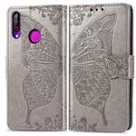 Butterfly Love Flowers Embossing Horizontal Flip Leather Case For LG W30  with Holder & Card Slots & Wallet & Lanyard(Gray)