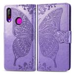 Butterfly Love Flowers Embossing Horizontal Flip Leather Case For LG W30  with Holder & Card Slots & Wallet & Lanyard(Light Purple)