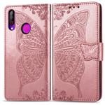 Butterfly Love Flowers Embossing Horizontal Flip Leather Case For LG W30  with Holder & Card Slots & Wallet & Lanyard(Rose Gold)