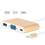 USB Type C to VGA 3-in-1 Hub Adapter supports USB Type C tablets and laptops for Macbook Pro / Google ChromeBook(Gold)
