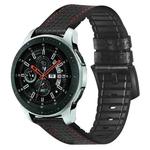 For Samsung Galaxy Watch Active 2 22mm Carbon Fiber Leather Silicone Watch Band(Black + Red)