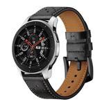 For Samsung Galaxy Watch Active 2 22mm Leather Eyelet Sport Watch Band(Black)