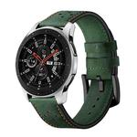For Samsung Galaxy Watch Active 20mm Leather Eyelet Sport Watch Band(Army Green)