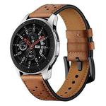 For Samsung Galaxy Watch Active 20mm Leather Eyelet Sport Watch Band(Brown)