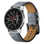 For Samsung Galaxy Watch Active 20mm Leather Eyelet Sport Watch Band (Grey)