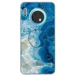 3D Marble Soft Silicone TPU Case Cover Bracket  For Huawei Mate 30(Light Blue)