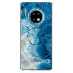 3D Marble Soft Silicone TPU Case Cover Bracket  For Huawei Mate 30 Pro(Light Blue)