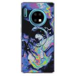 3D Marble Soft Silicone TPU Case Cover Bracket  For Huawei Mate 30 Pro(Deep Purple)