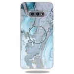 3D Marble Soft Silicone TPU Case Cover Bracket For Galaxy S10e(Silver Blue)