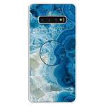 3D Marble Soft Silicone TPU Case Cover Bracket For Galaxy S10+(Light Blue)