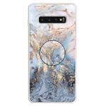 3D Marble Soft Silicone TPU Case Cover Bracket For Galaxy S10+(Gold Ash)
