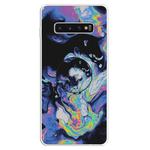 3D Marble Soft Silicone TPU Case Cover Bracket For Galaxy S10+(Deep Purple)