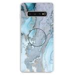 3D Marble Soft Silicone TPU Case Cover Bracket For Galaxy S10+(Silver Blue)