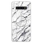 3D Marble Soft Silicone TPU Case Cover Bracket For Galaxy S10+(White)