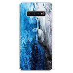 3D Marble Soft Silicone TPU Case Cover Bracket For Galaxy S10 5G(Dark Blue)