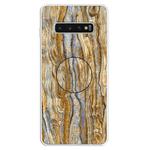 3D Marble Soft Silicone TPU Case Cover Bracket For Galaxy S10(Brown)