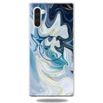 3D Marble Soft Silicone TPU Case Cover Bracket For Galaxy Note10(Golden Line Blue)